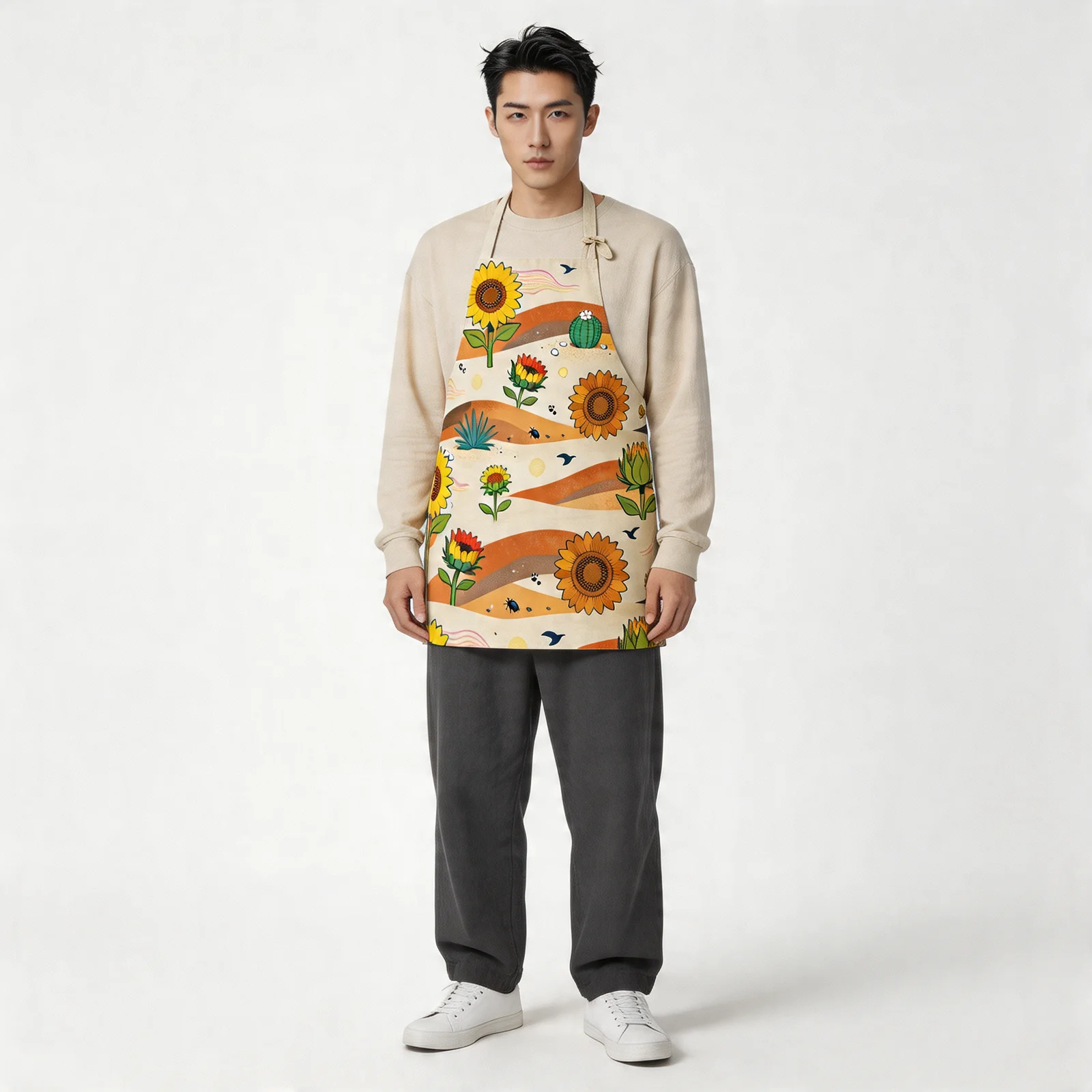 Desert Sunflowers All-Over Print Apron — worn by model