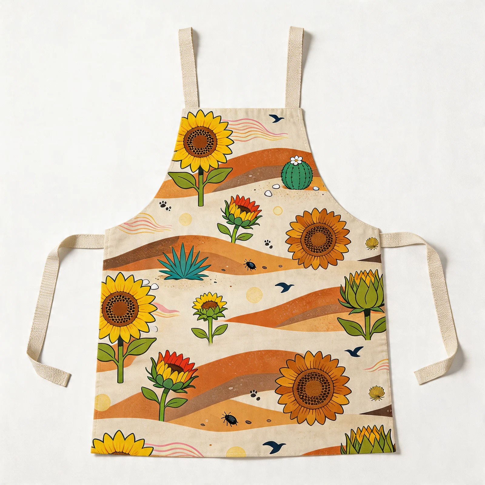 Desert Sunflowers All-Over Print Apron — flat lay