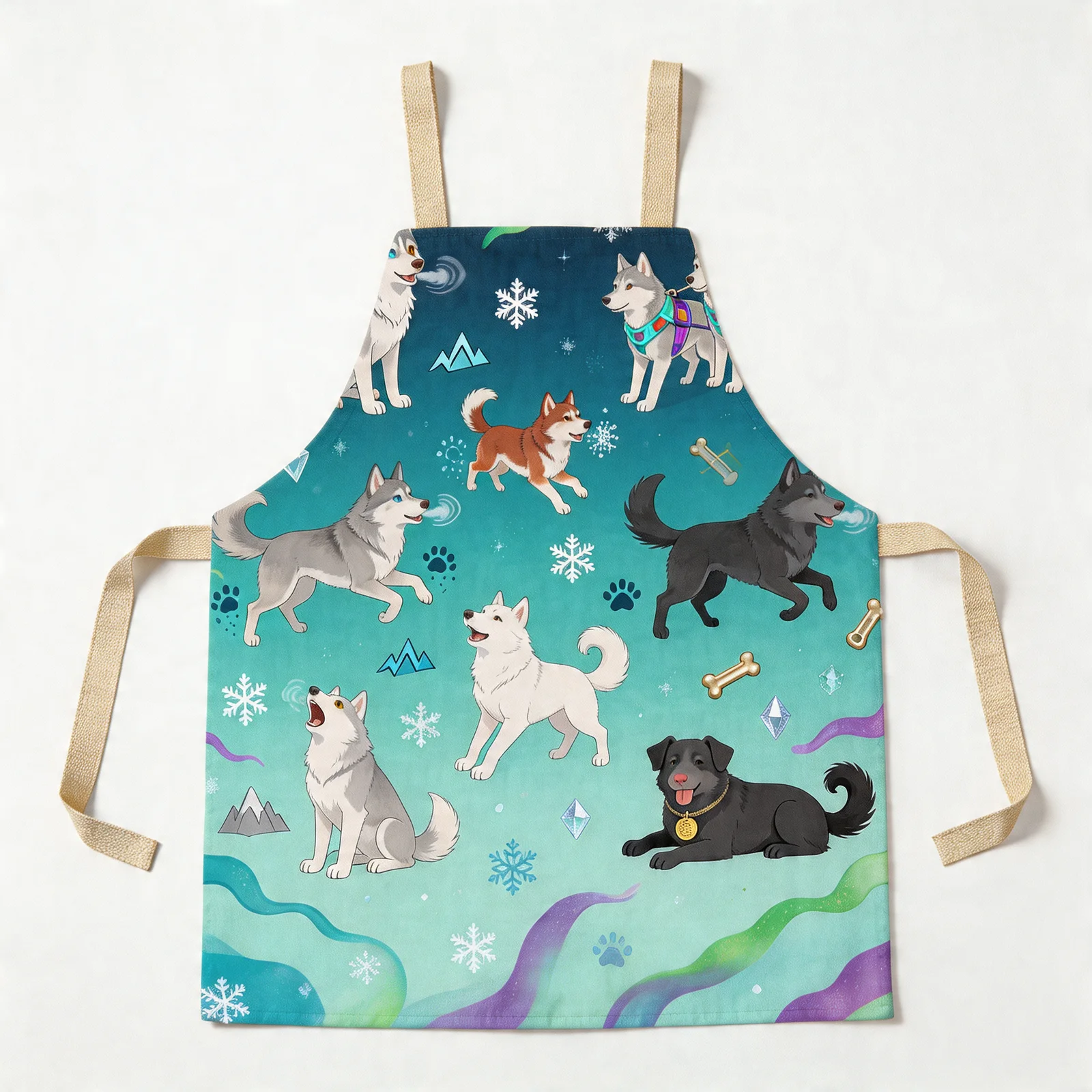 Aurora Husky Parade All-Over Print Apron — flat lay