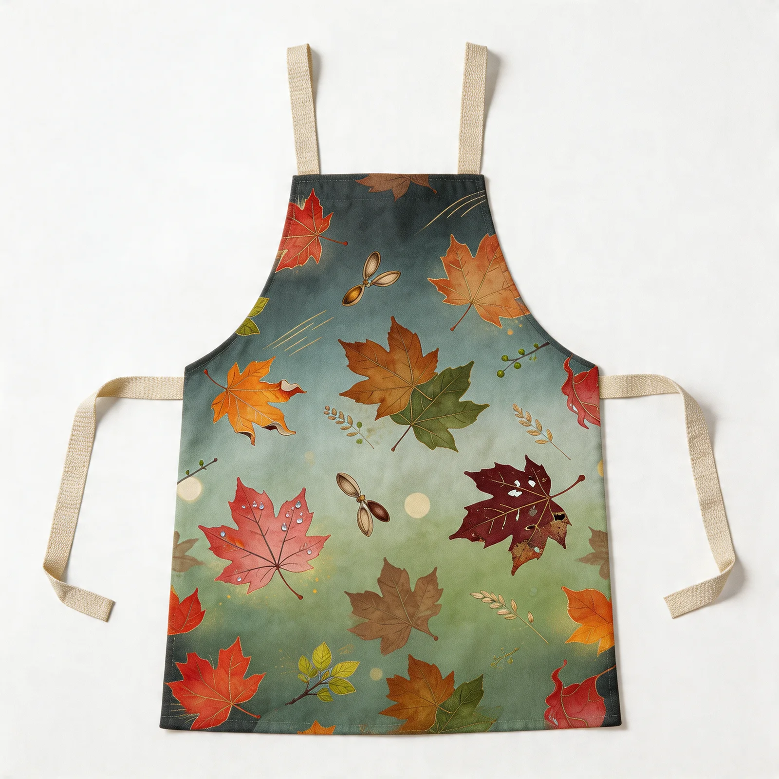 Autumn Maple Glow All-Over Print Apron — flat lay