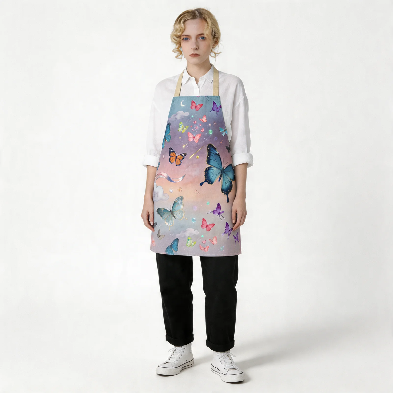 Mistlight Butterfly Dream All-Over Print Apron — worn by model