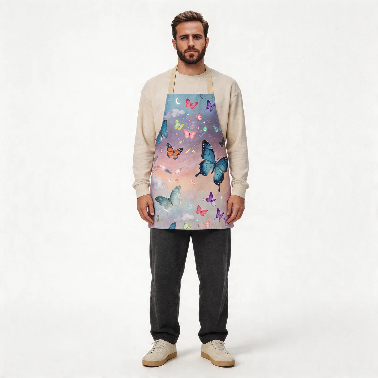 Mistlight Butterfly Dream All-Over Print Apron — worn by model