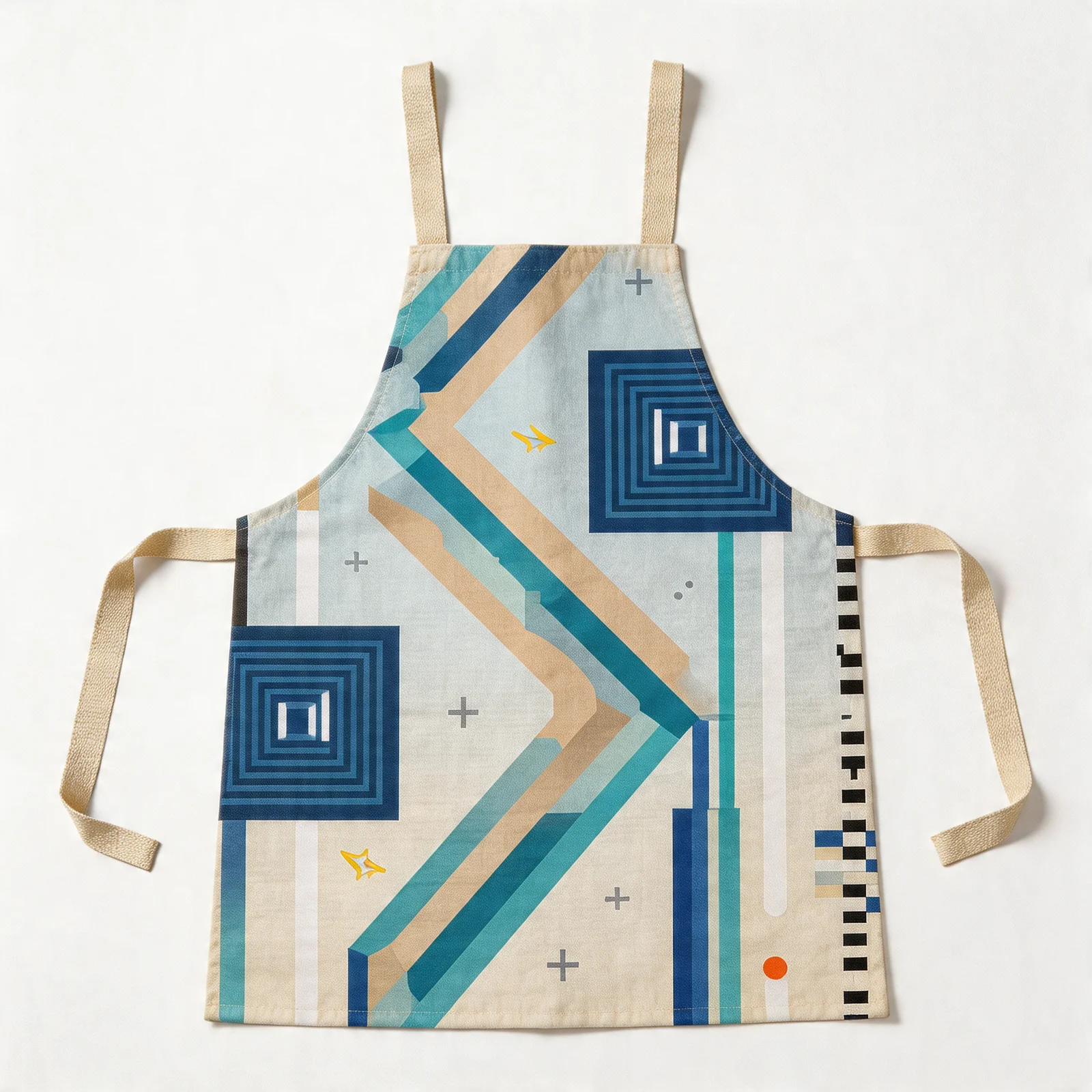 Urban Order Striped Geometry All-Over Print Apron — flat lay