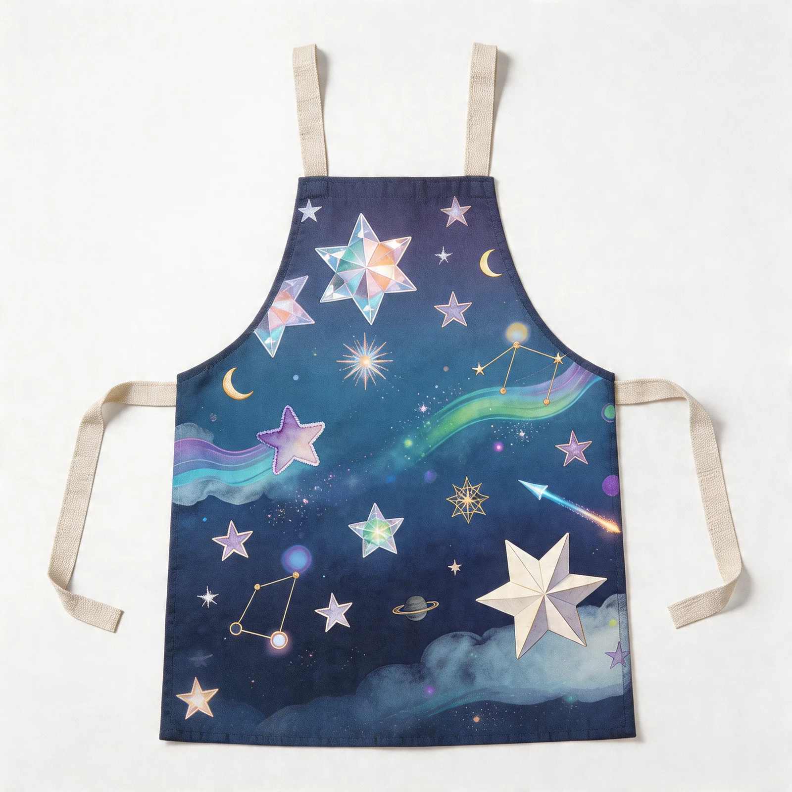 Dreamy Starfall Night Sky All-Over Print Apron — flat lay