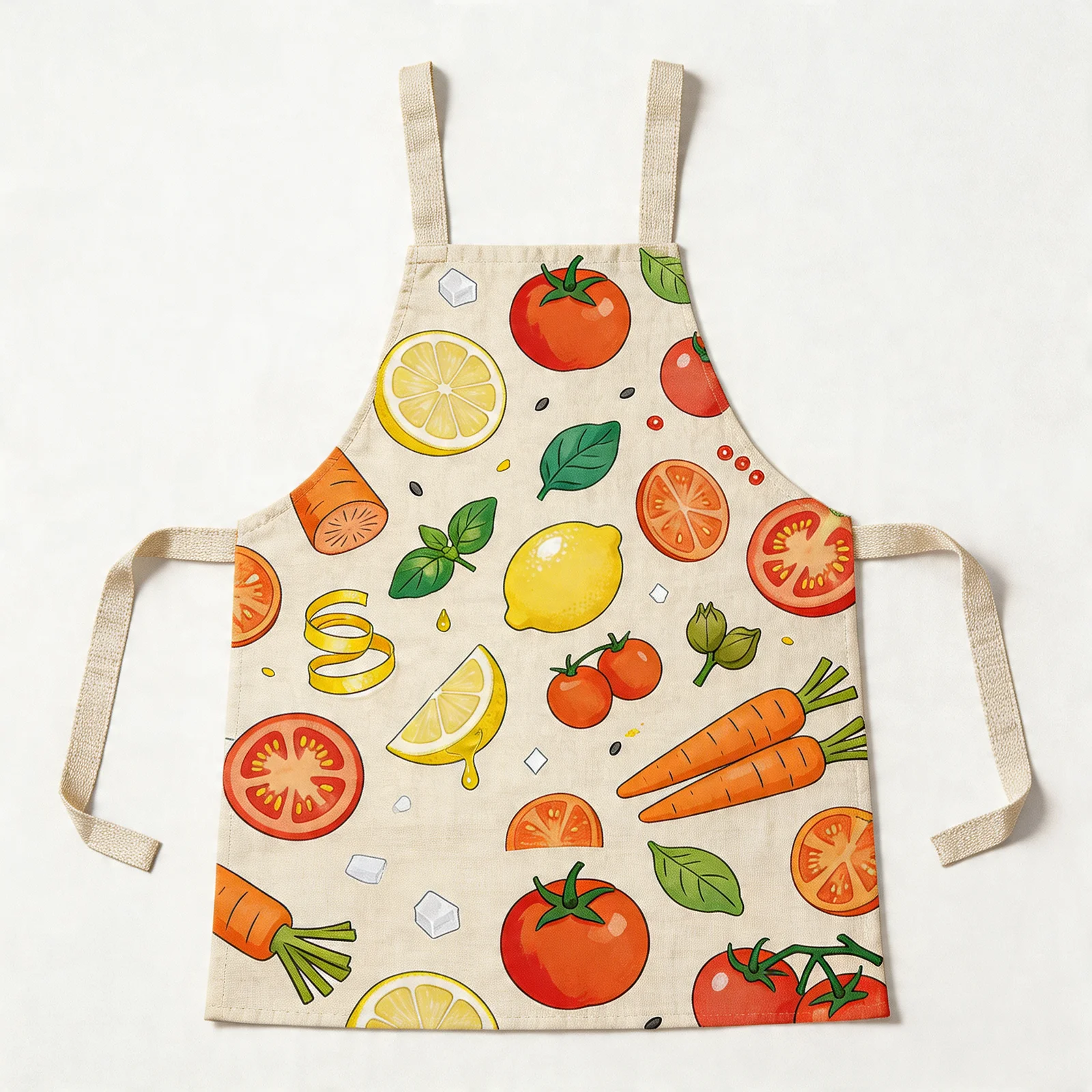 Market Morning Fresh Produce All-Over Print Apron — flat lay