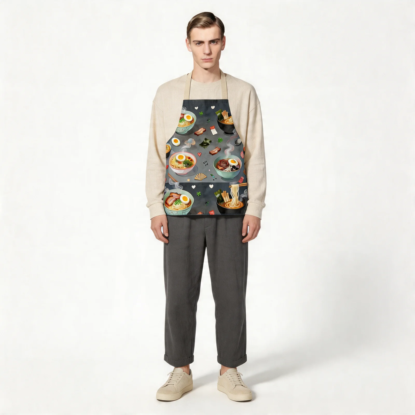 Midnight Ramen Steam All-Over Print Apron — worn by model