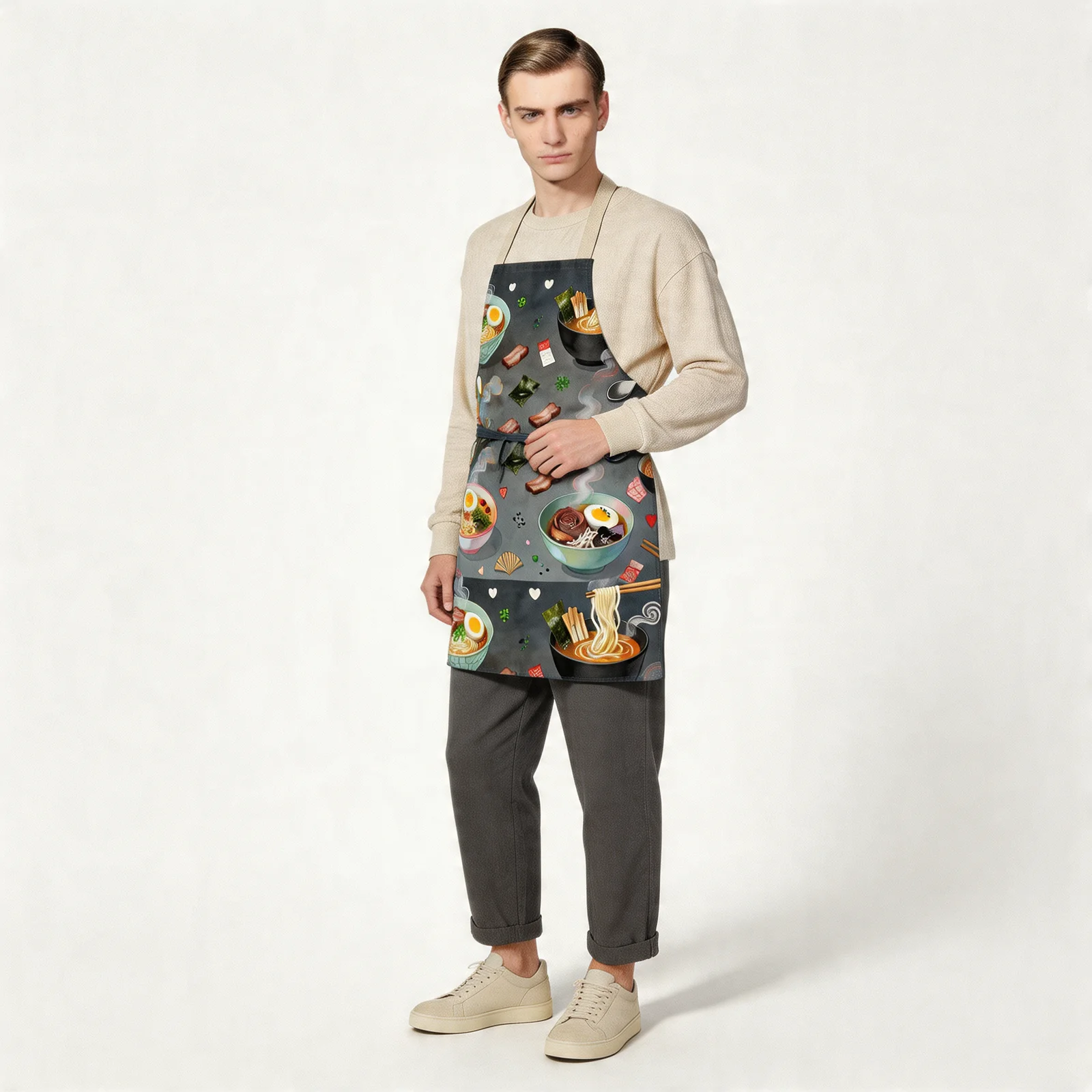 Midnight Ramen Steam All-Over Print Apron — worn by model