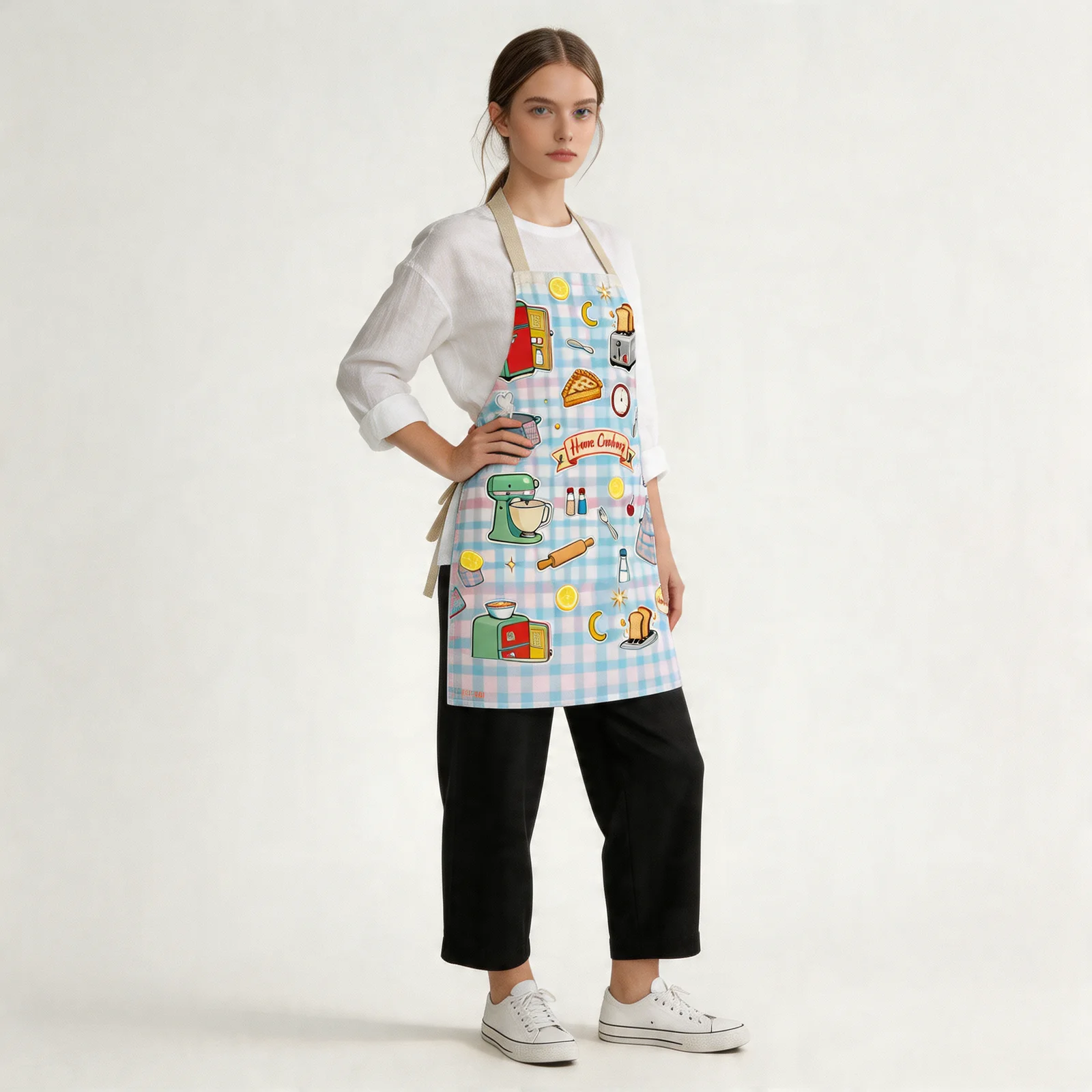 Retro 1950s Kitchen All-Over Print Apron — worn by model