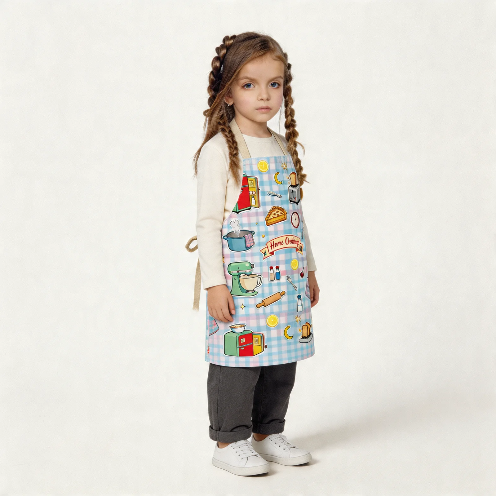 Retro 1950s Kitchen All-Over Print Apron — worn by young model