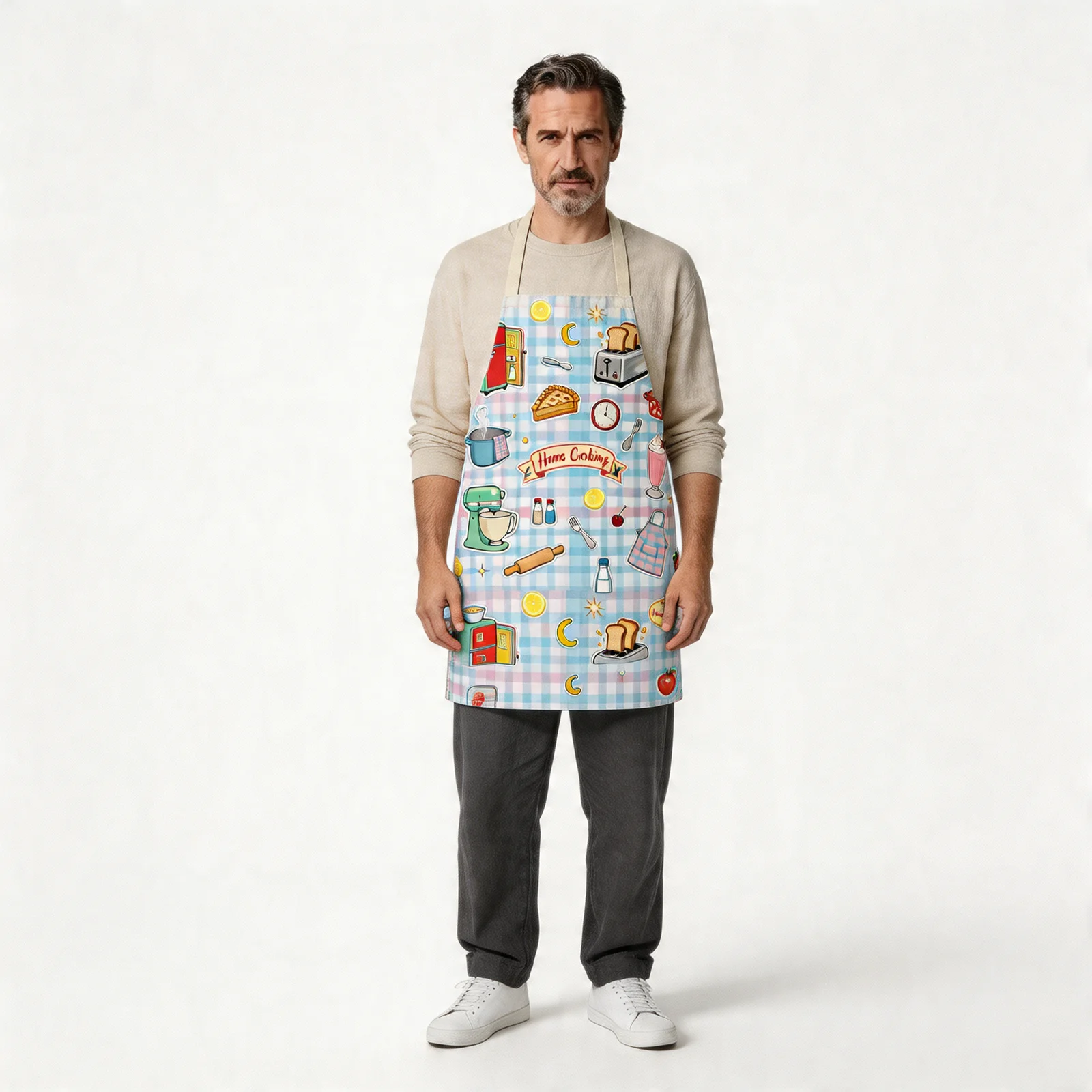 Retro 1950s Kitchen All-Over Print Apron — worn by model