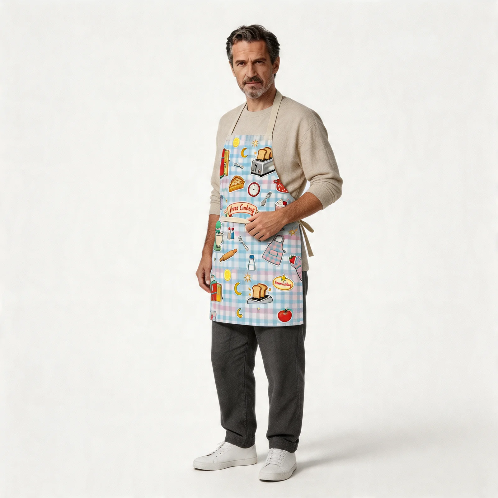 Retro 1950s Kitchen All-Over Print Apron — worn by model