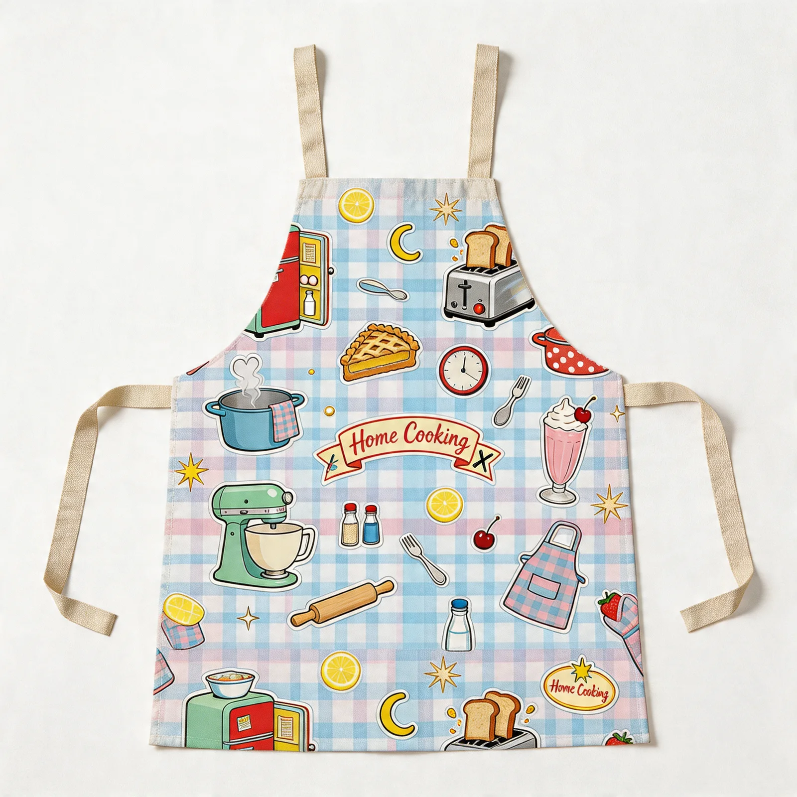 Retro 1950s Kitchen All-Over Print Apron — flat lay