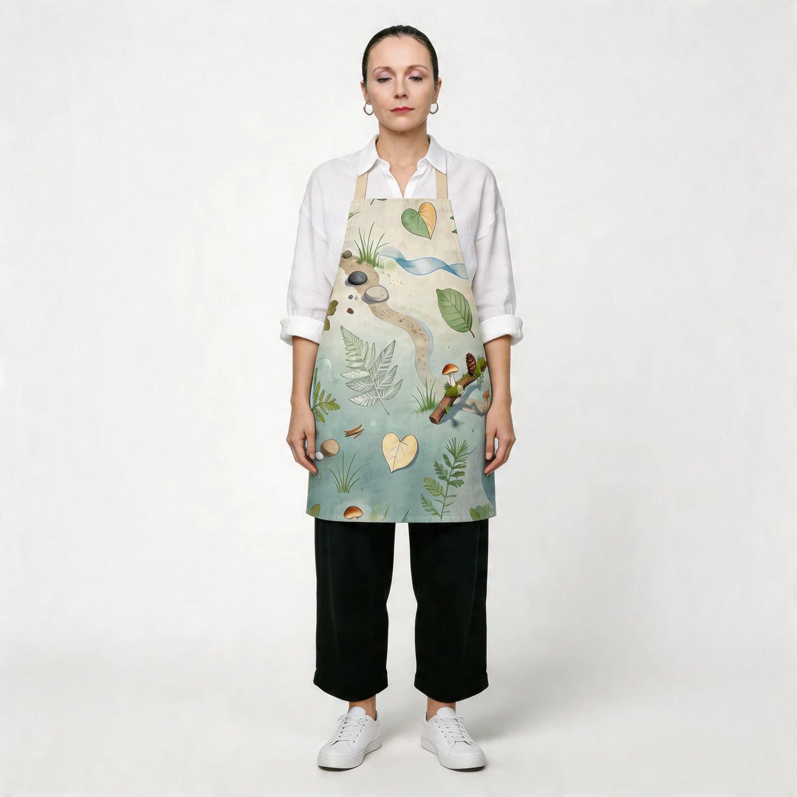 Morning Mist Forest Bath All-Over Print Apron — worn by model