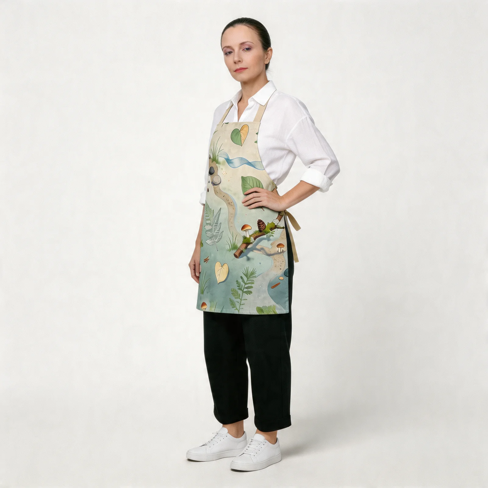 Morning Mist Forest Bath All-Over Print Apron — worn by model