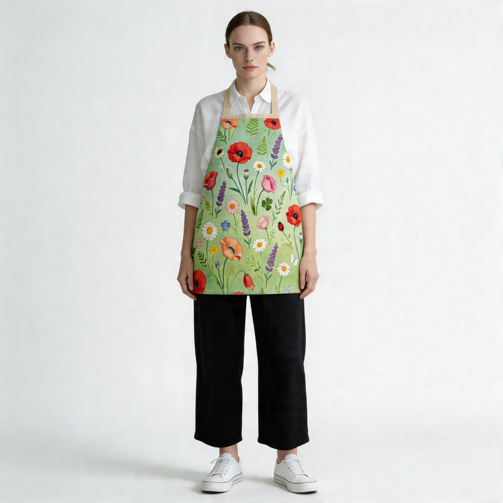 Wildflower Meadow Bloom All-Over Print Apron — worn by model