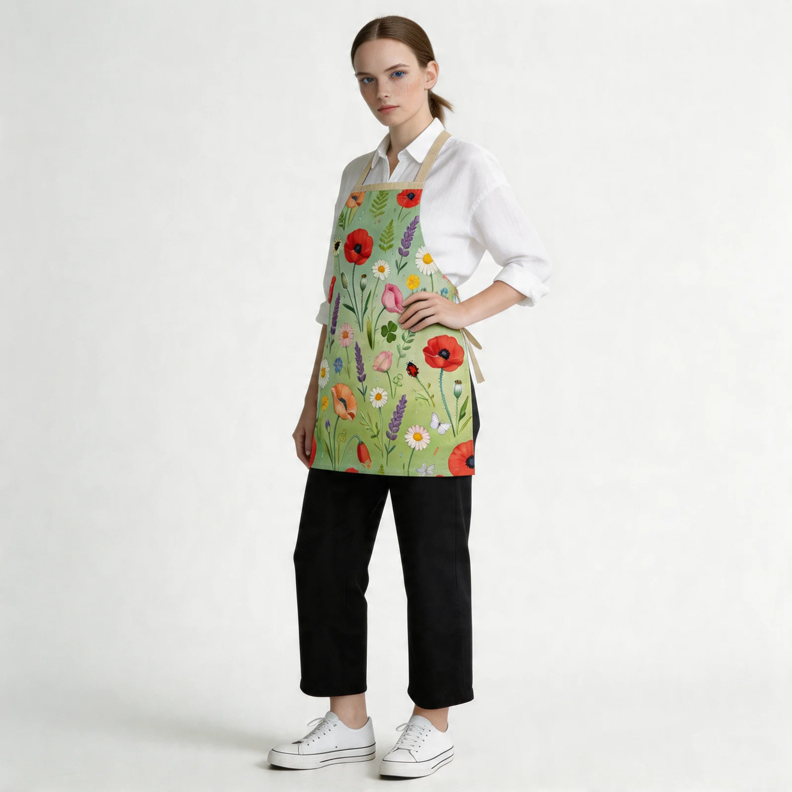 Wildflower Meadow Bloom All-Over Print Apron — worn by model