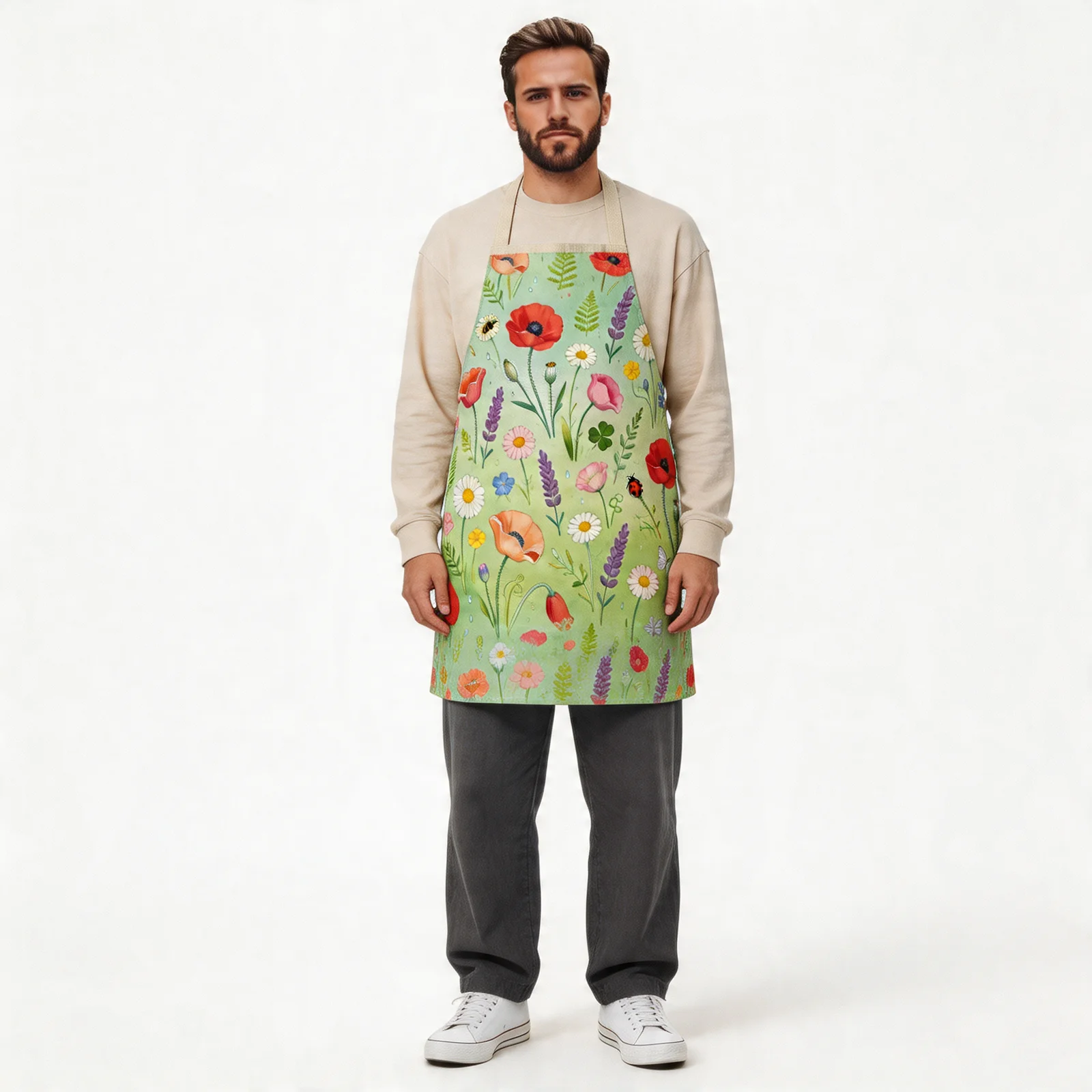 Wildflower Meadow Bloom All-Over Print Apron — worn by model