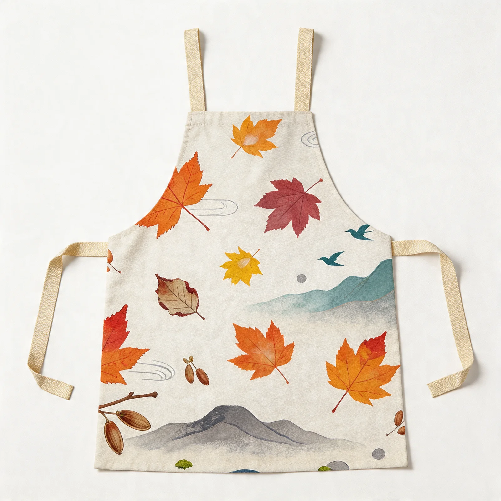 Autumn Maple Cascade All-Over Print Apron — flat lay