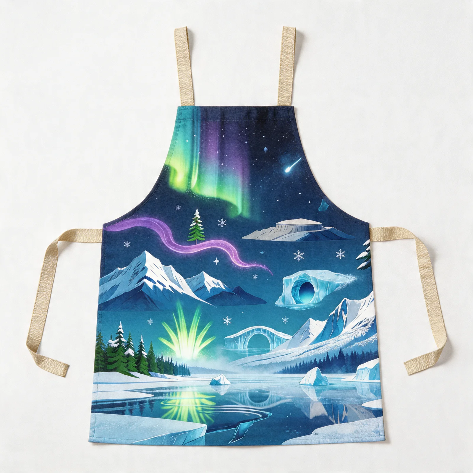 Aurora Icefield All-Over Print Apron — flat lay