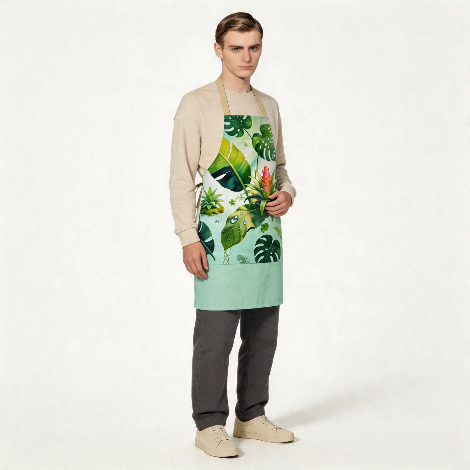 Tropical Rainforest Morning Dew All-Over Print Apron — worn by model