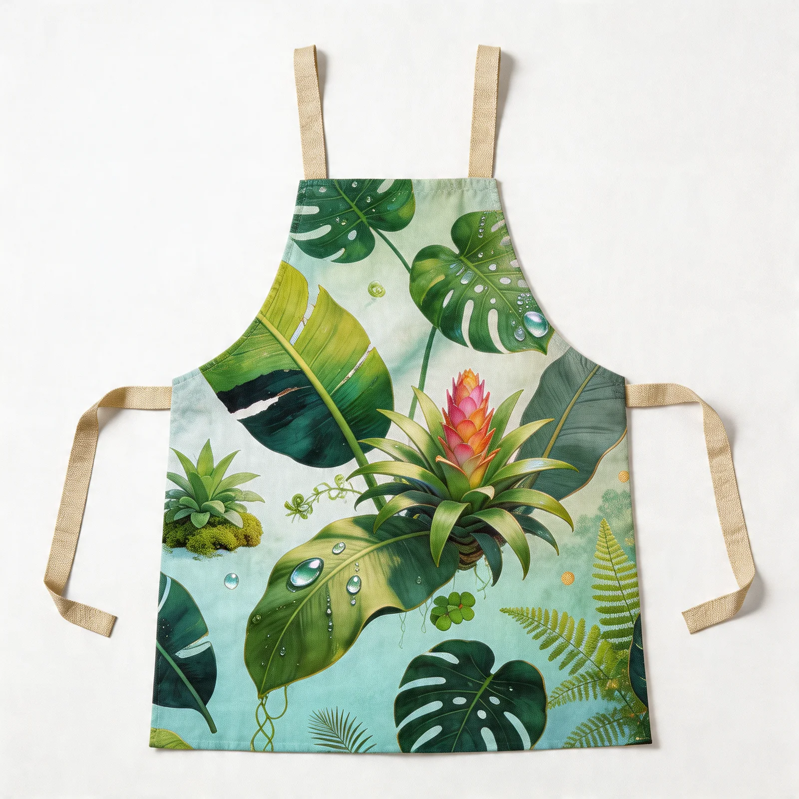 Tropical Rainforest Morning Dew All-Over Print Apron — flat lay