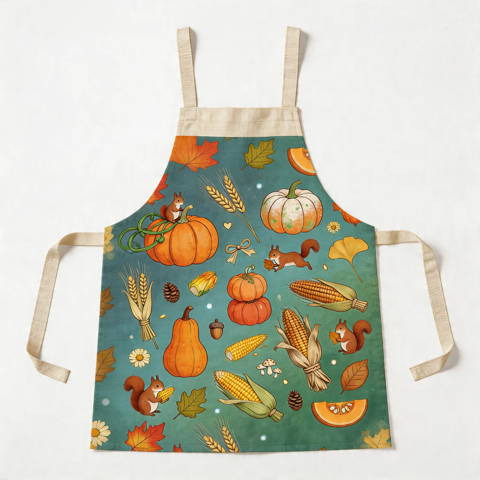 Harvest Pumpkin Patch All-Over Print Apron — flat lay