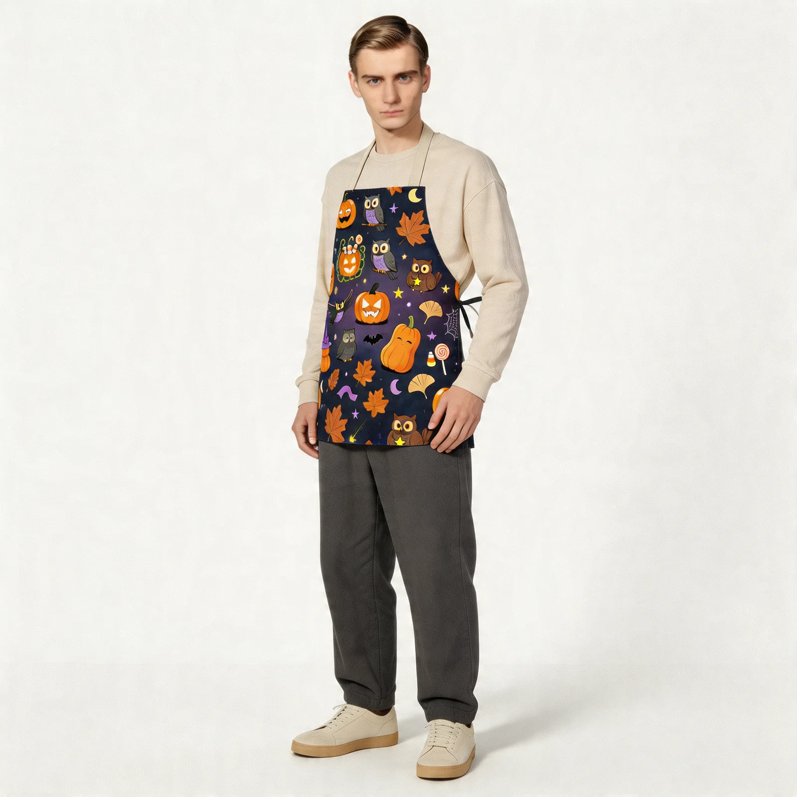 Whimsical Pumpkin Night All-Over Print Apron — worn by model