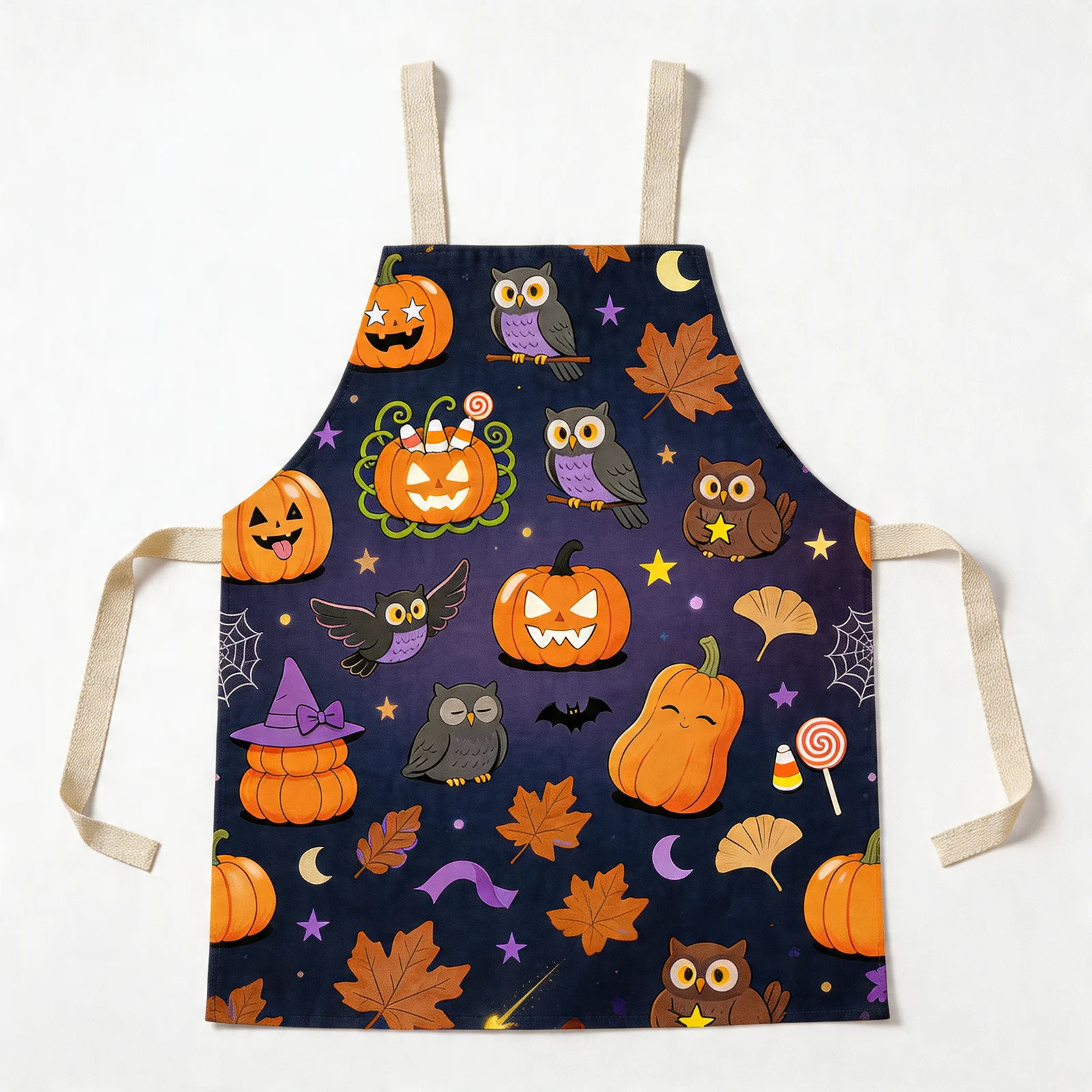 Whimsical Pumpkin Night All-Over Print Apron — flat lay