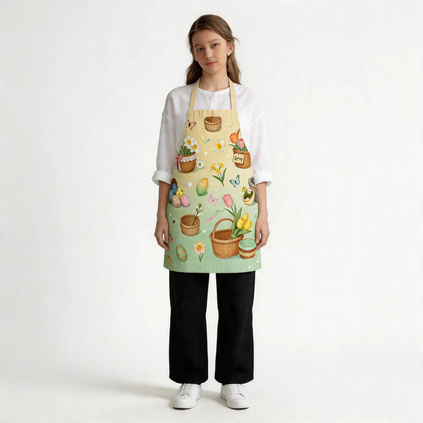 Easter Spring Basket All-Over Print Apron — worn by model