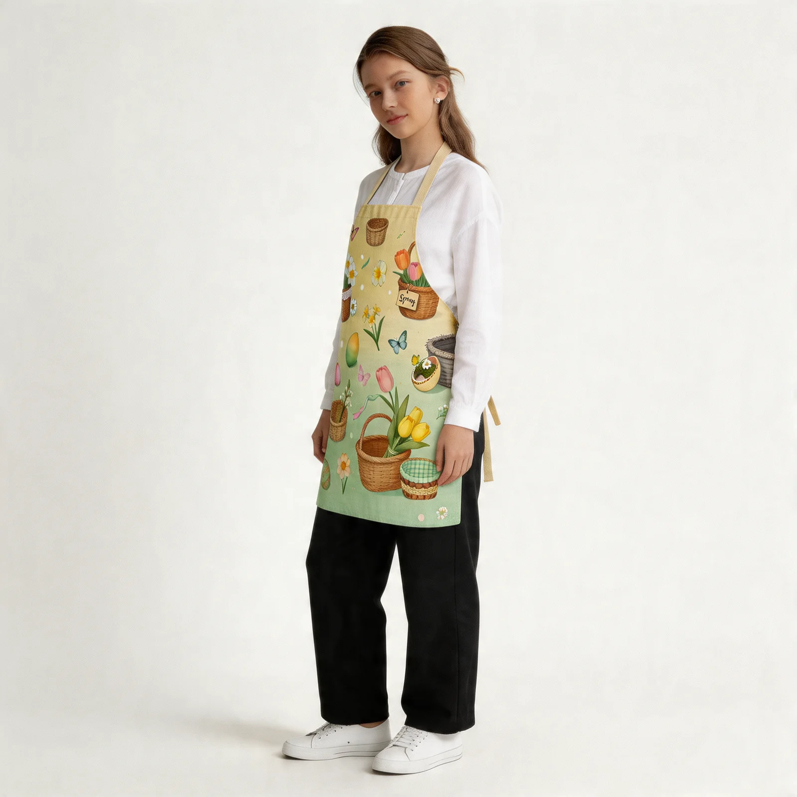 Easter Spring Basket All-Over Print Apron — worn by model