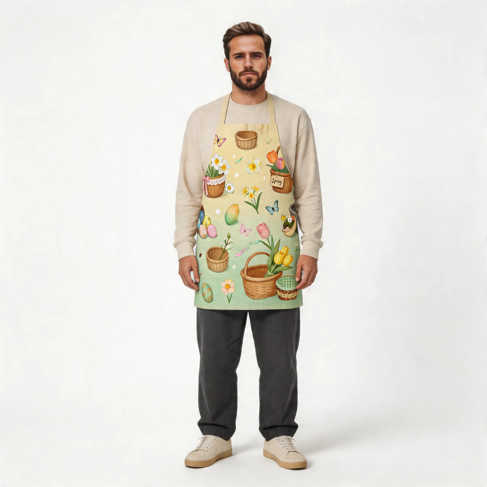 Easter Spring Basket All-Over Print Apron — worn by model