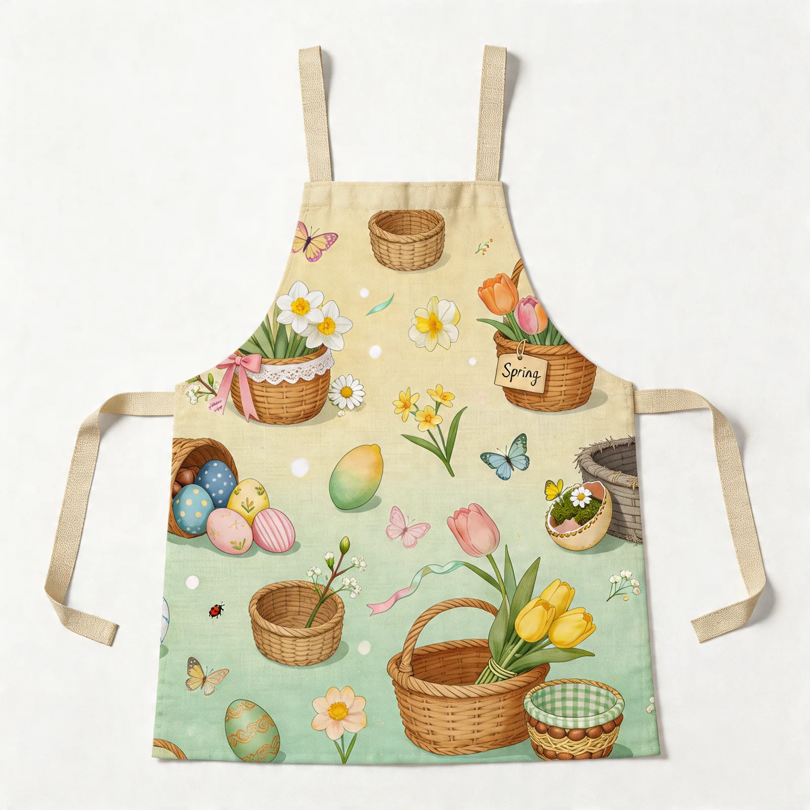 Easter Spring Basket All-Over Print Apron — flat lay