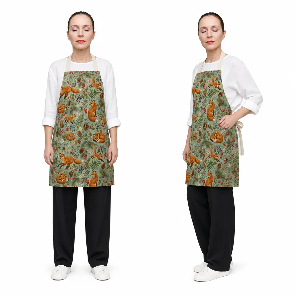 Forest Fox All-Over Print Apron - worn by model