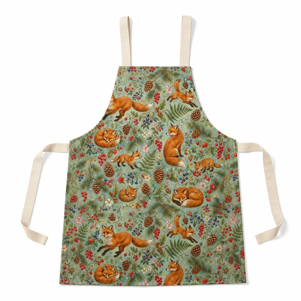 Forest Fox All-Over Print Apron - flat lay
