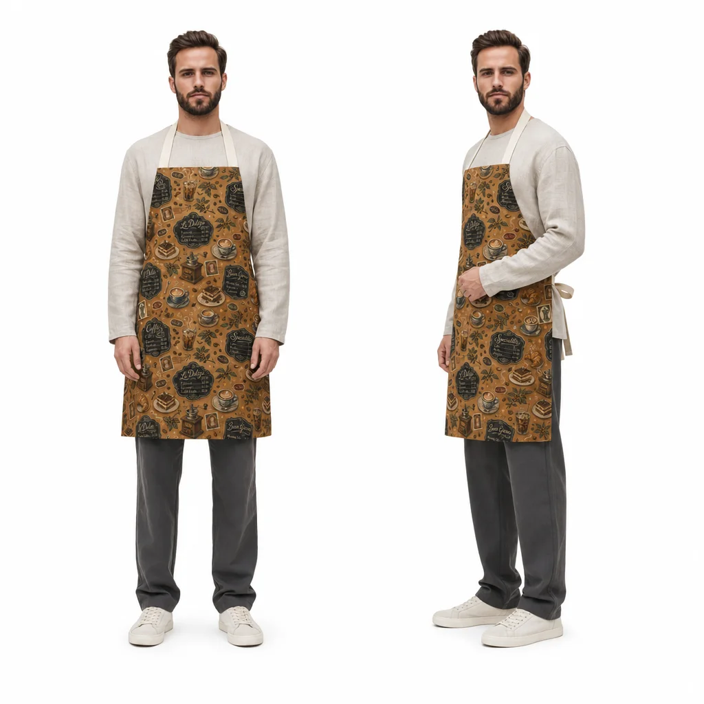 Vintage Cafe Menu All-Over Print Apron - worn by model