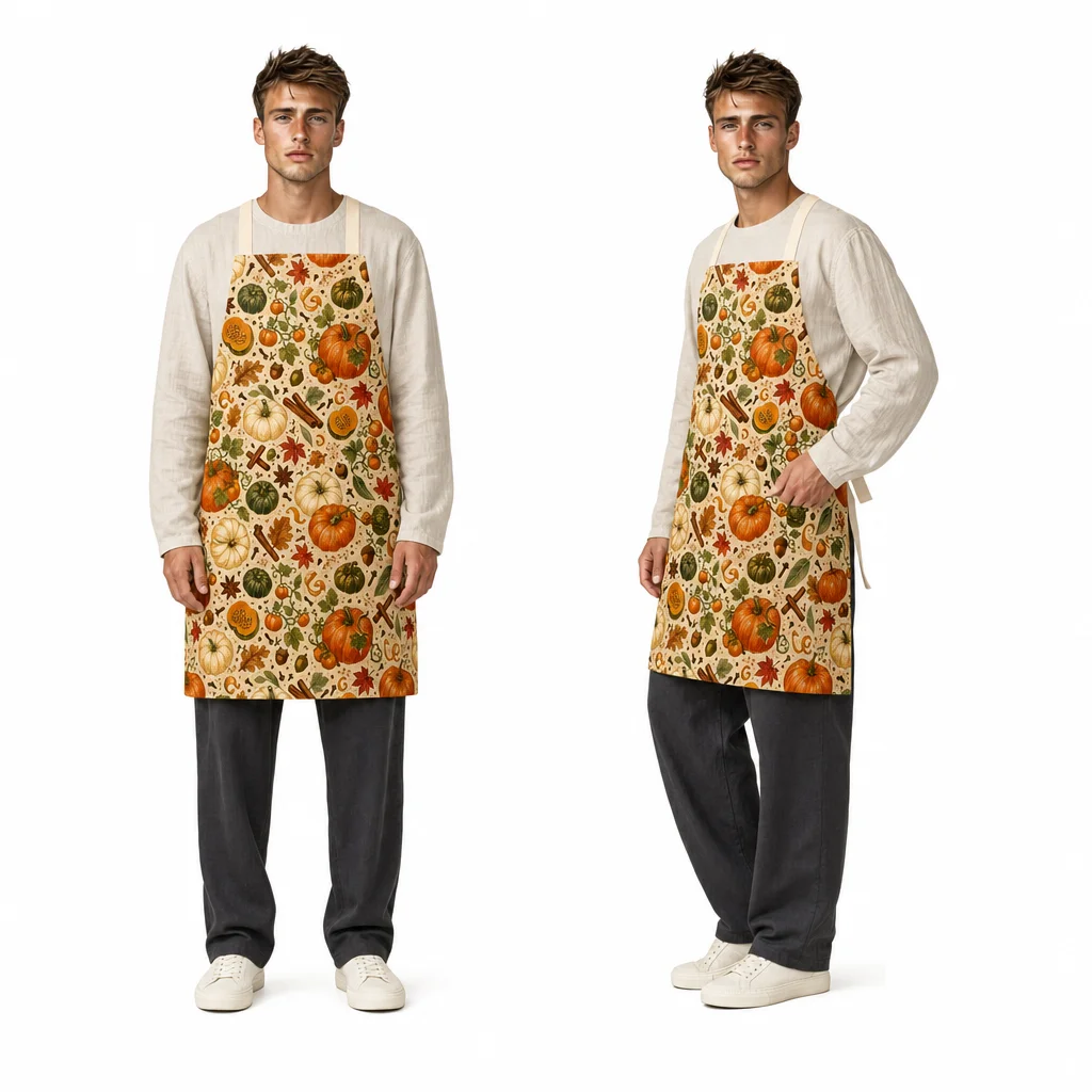 Autumn Pumpkin Spice All-Over Print Apron - worn by model