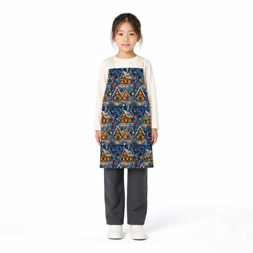 Snowy Village Lights All-Over Print Apron - worn by model