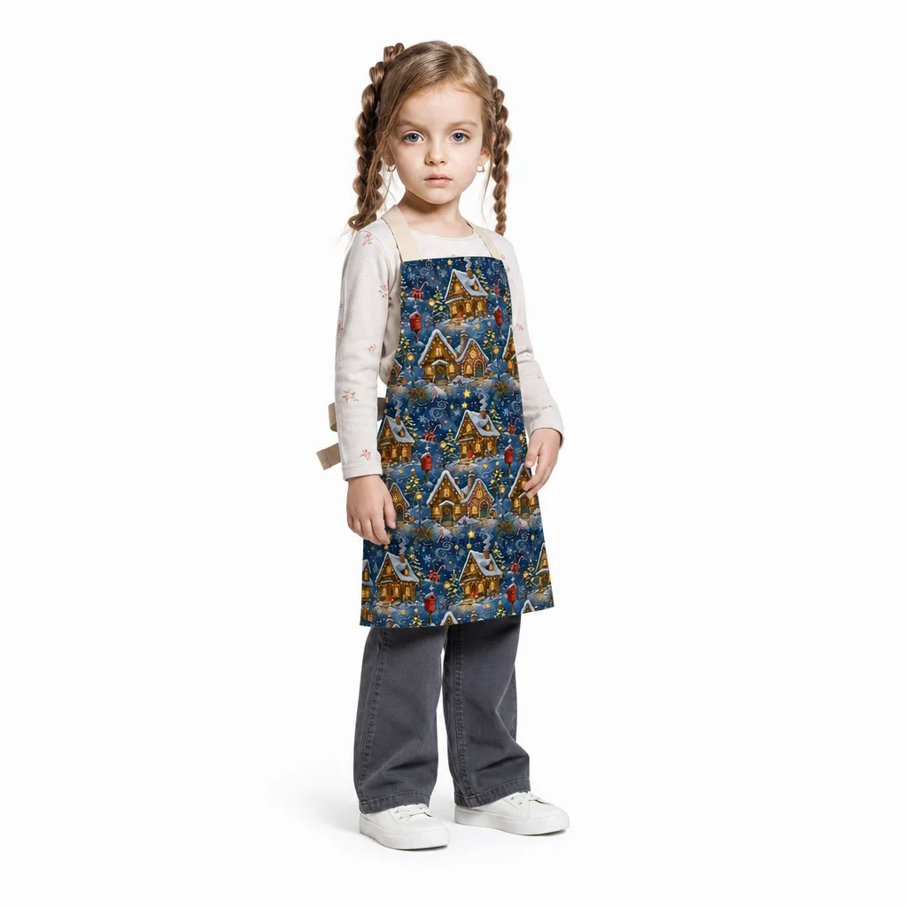 Snowy Village Lights All-Over Print Apron - worn by model