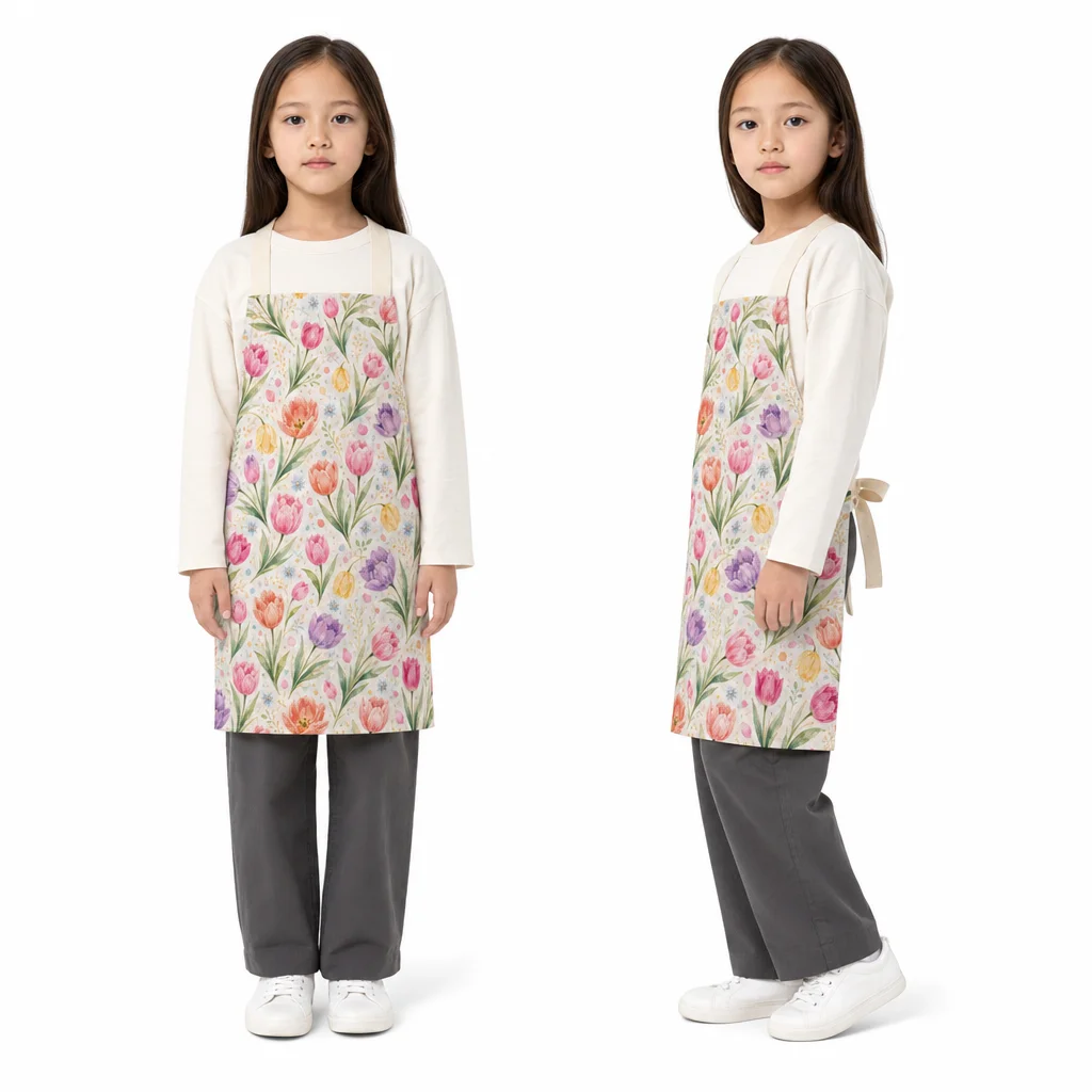 Watercolor Tulip Spring Bouquet All-Over Print Apron - worn by model