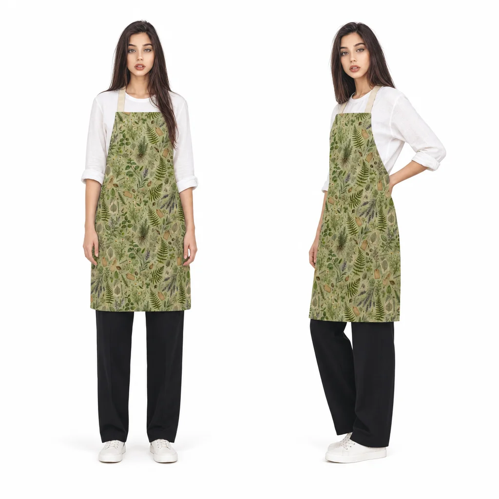 Herbal Specimen All-Over Print Apron - worn by model