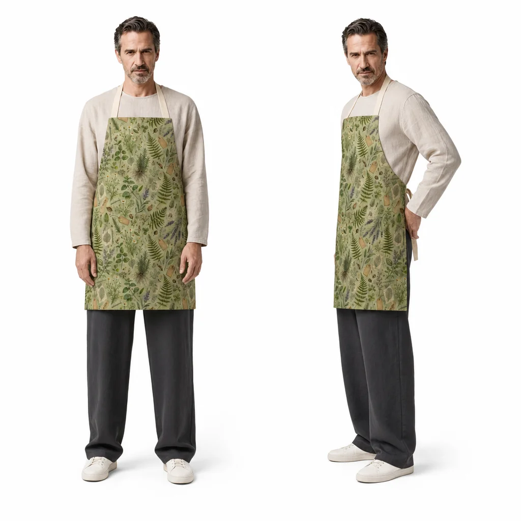 Herbal Specimen All-Over Print Apron - worn by model