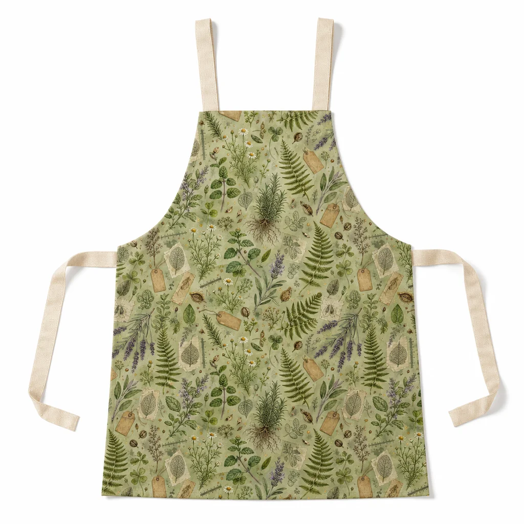 Herbal Specimen All-Over Print Apron - flat lay