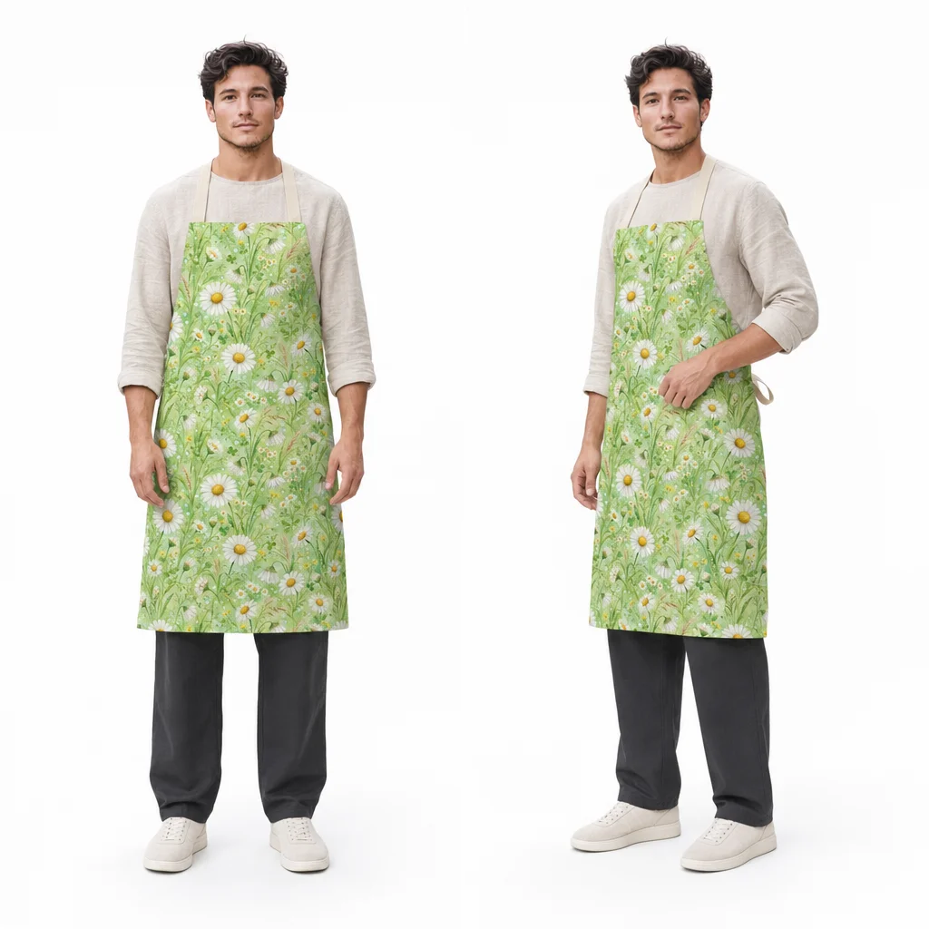 Morning Dew Daisy Meadow All-Over Print Apron - worn by model