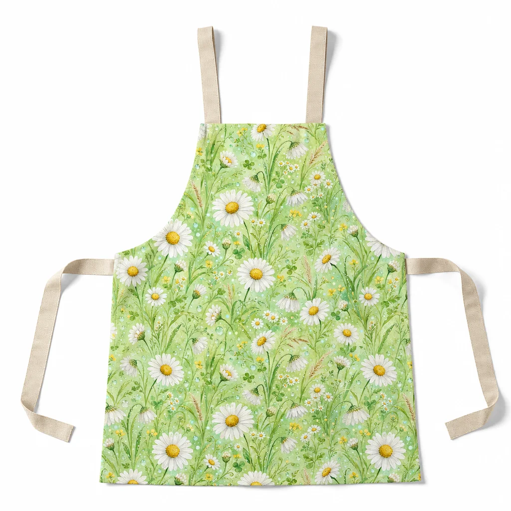 Morning Dew Daisy Meadow All-Over Print Apron - flat lay