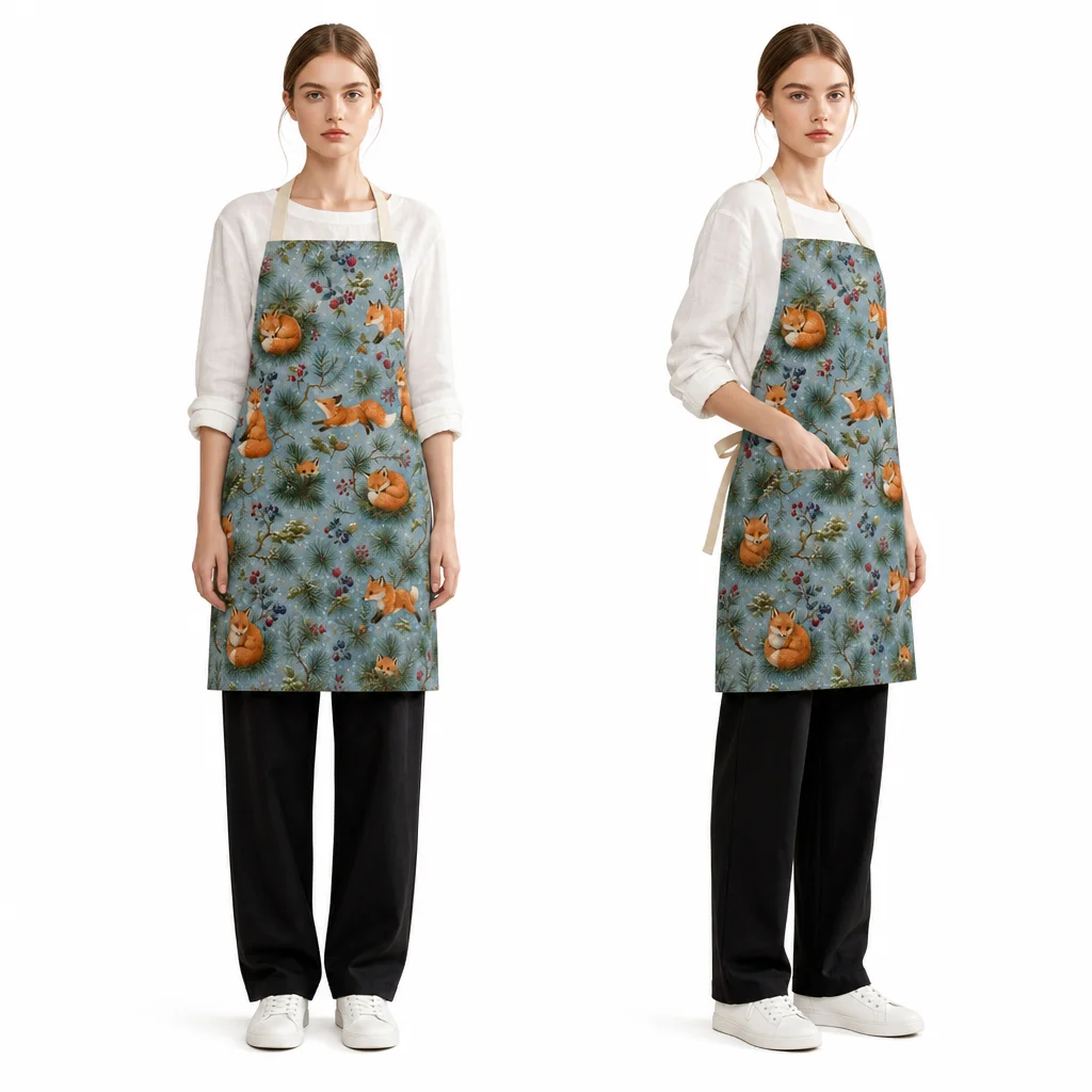 Forest Fox Trail All-Over Print Apron - worn by model