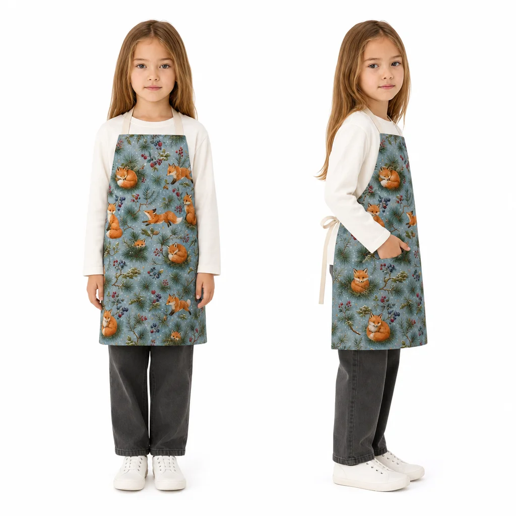 Forest Fox Trail All-Over Print Apron - worn by model