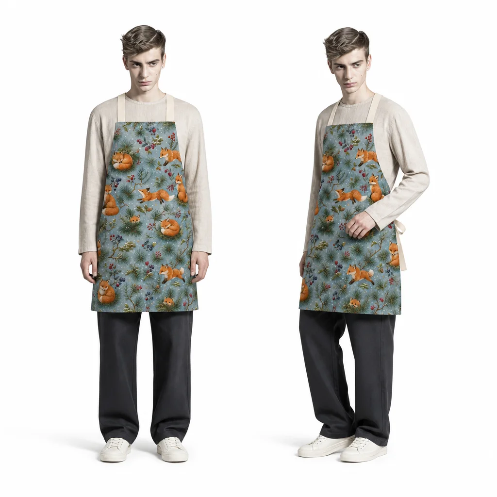 Forest Fox Trail All-Over Print Apron - worn by model