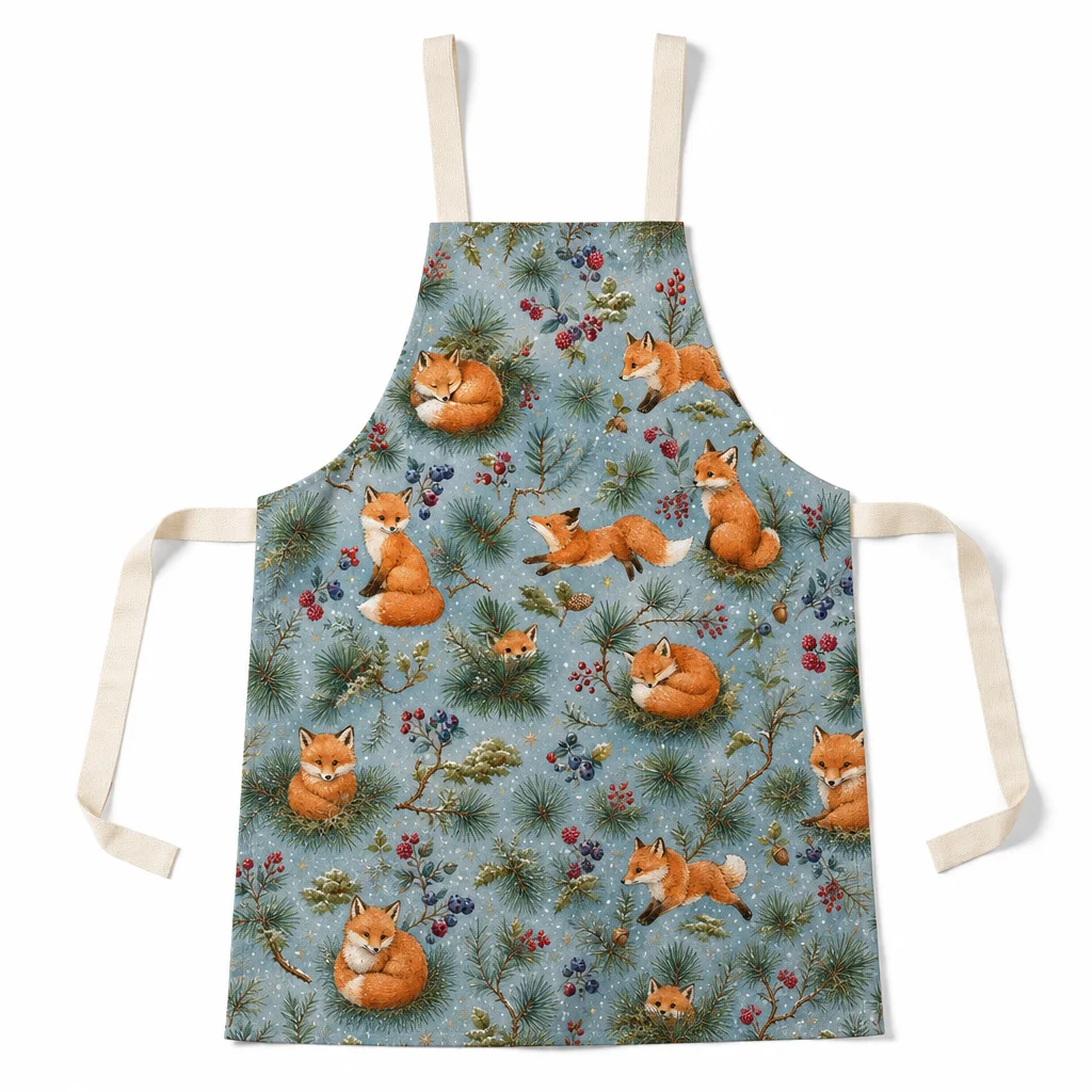 Forest Fox Trail All-Over Print Apron - flat lay