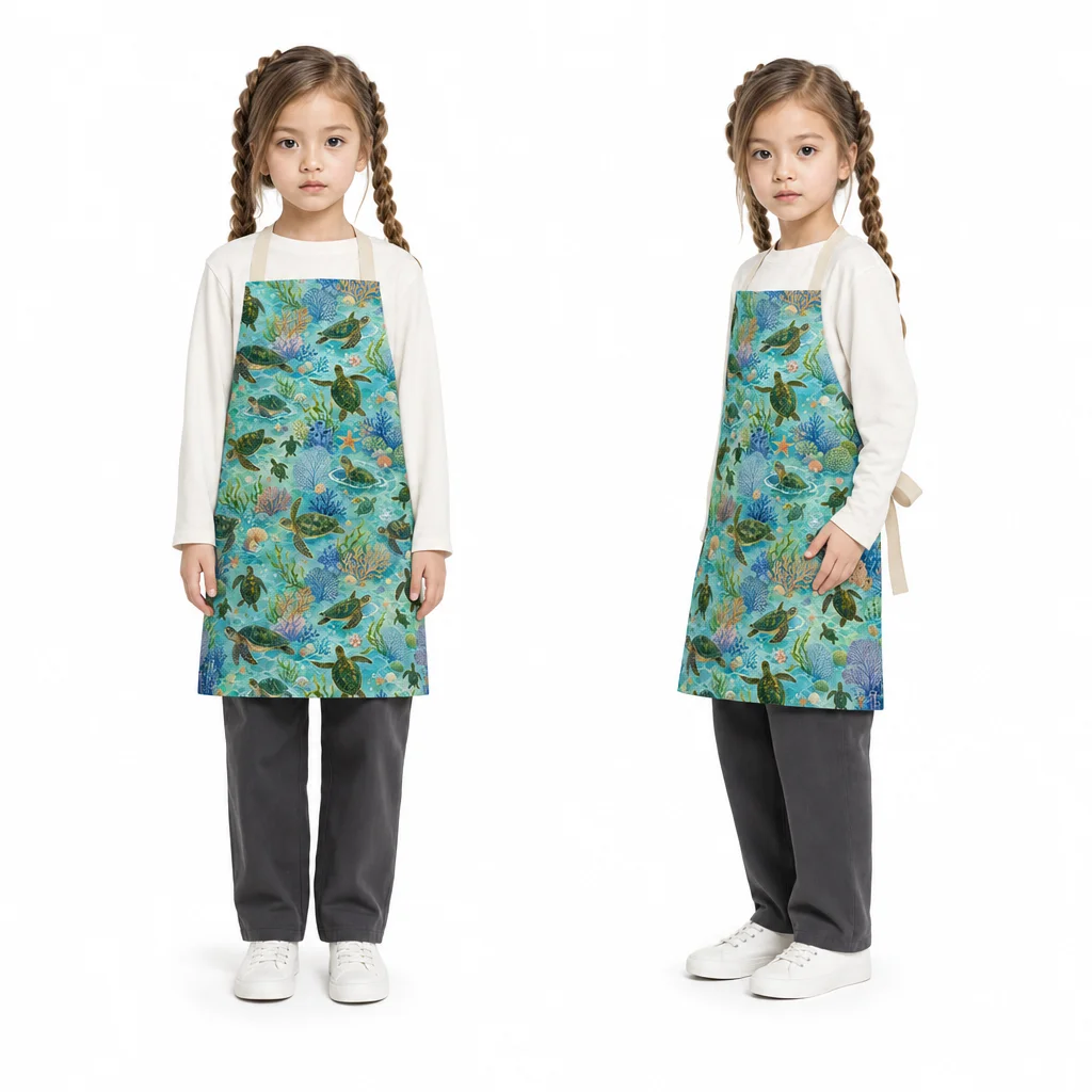 Sea Turtle Coral Cruise All-Over Print Apron - worn by model