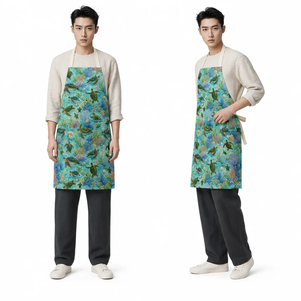 Sea Turtle Coral Cruise All-Over Print Apron - worn by model